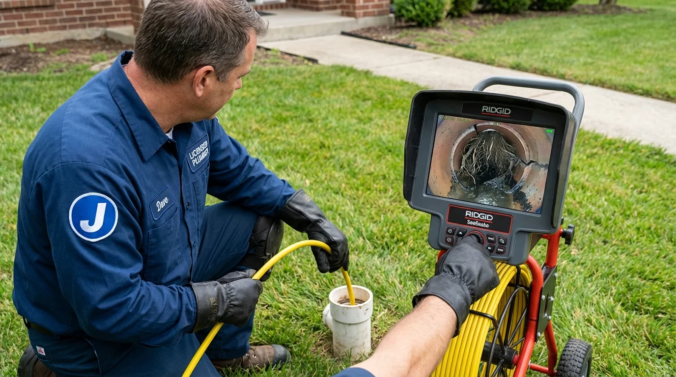 Sewer camera inspection being performed by Johns Plumbing LLC in Mill Hall